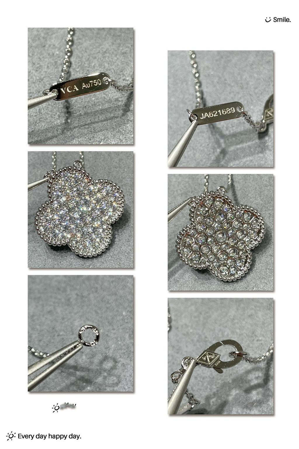 [Solara Jewelry] クローバー 25mm ラージペンダント ダイヤモンドパヴェ シルバーネックレス