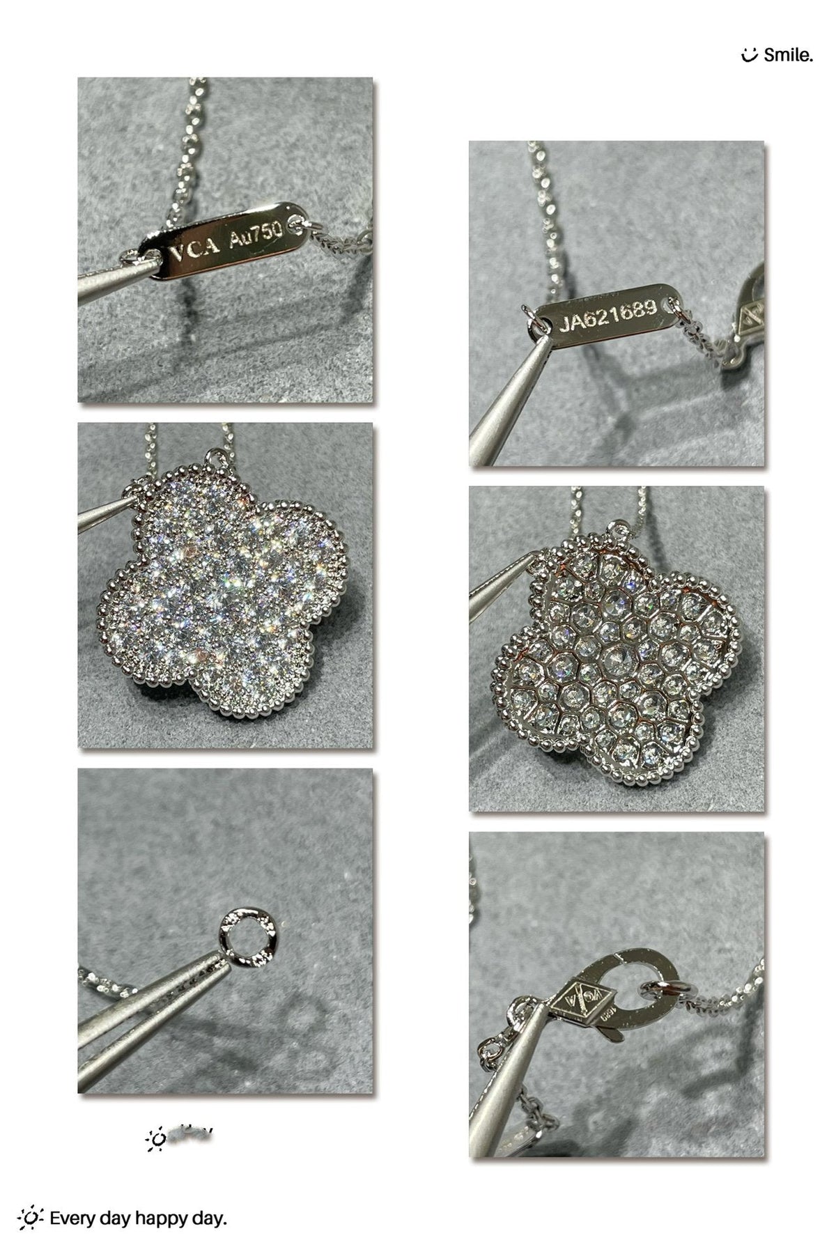 [Solara Jewelry] クローバー 25mm ラージペンダント ダイヤモンドパヴェ シルバーネックレス