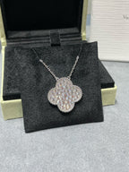 [Solara Jewelry] クローバー 25mm ラージペンダント ダイヤモンドパヴェ シルバーネックレス