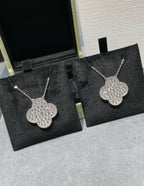 [Solara Jewelry] クローバー 25mm ラージペンダント ダイヤモンドパヴェ シルバーネックレス