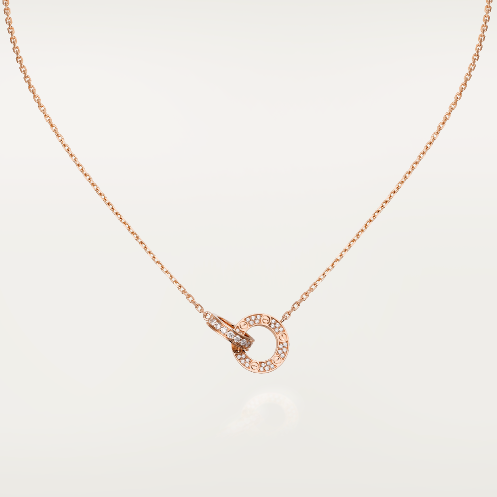 [Solara Jewelry ]LOVE 7,6MM HALSKETTE ROSÉGOLD UND SILBER VOLLBESETZT MIT DIAMANTEN