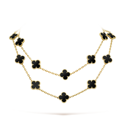 [ソララジュエリー] クローバー20モチーフ オニキスネックレス