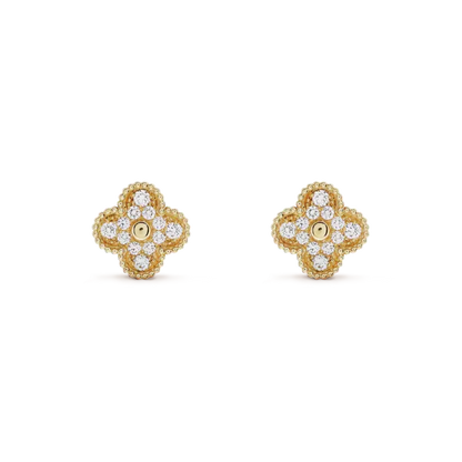 [Solara Jewelry ]CLOVER MEDIUM 1 MOTIFS FUll DIAMOND EARRINGS