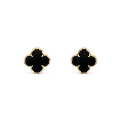 [Solara Jewelry ]CLOVER MEDIUM 1 MOTIFS ONYX-OHRSTECKER