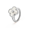 [Solara Schmuck ]KLEEBATT SILBER PERLMUTT DIAMANTRING
