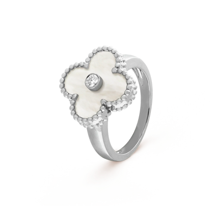 [Solara Schmuck ]KLEEBATT SILBER PERLMUTT DIAMANTRING