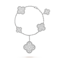 [Solara Jewelry ]CLOVER 6 MOTIFS SILVER DIAMOND BRACELET