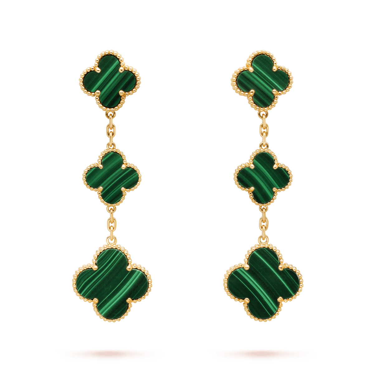 [Solara Jewelry ]CLOVER MALACHITE 3 MOTIFS GOLD
