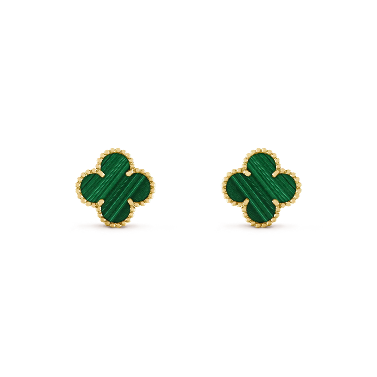 [Solara Jewelry ]CLOVER MEDIUM 1 MOTIFS MALACHITE  EARRINGS