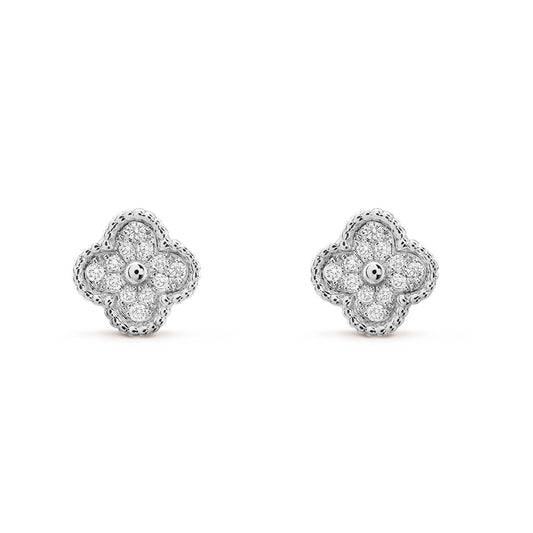 [Solara Jewelry ]クローバーミニダイヤモンドスタッドイヤリング