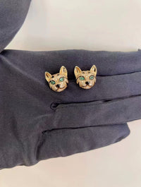 [Solara jewelry] Panther Face Stud Earrings