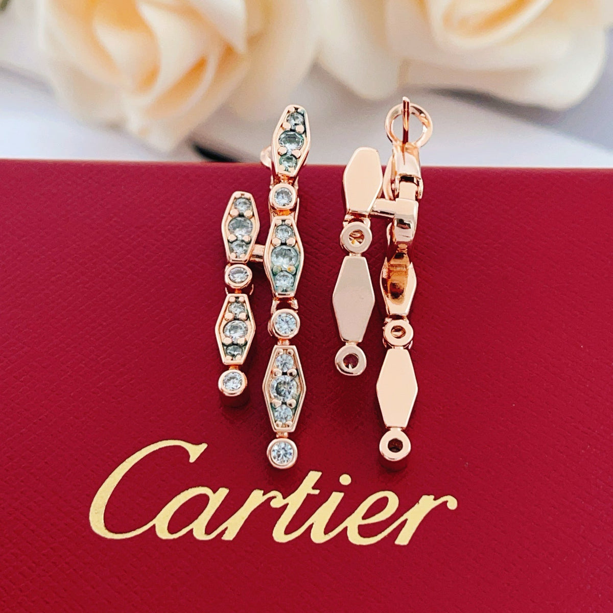 [Solara jewelry] Pave Bar Drop Earrings