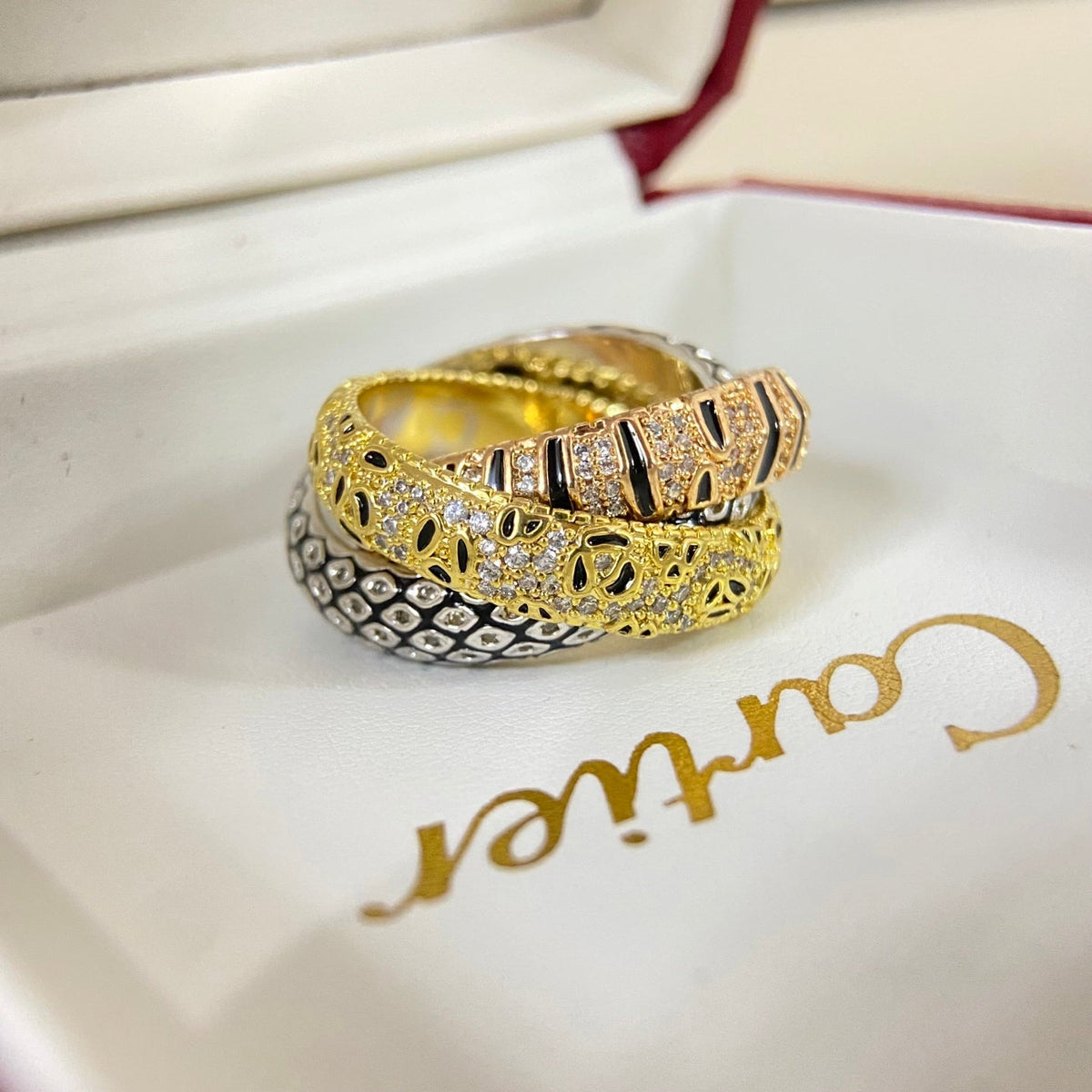 [Solara jewelry]Tri Tone Pave Band Ring image 5