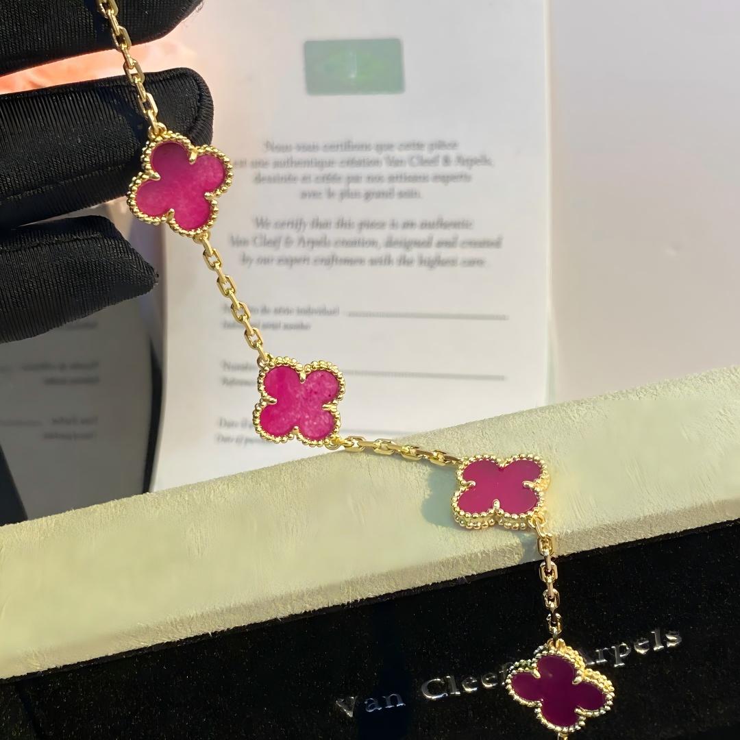 [Solara jewelry]NEW CLOVER 5 MOTIFS PINK ENAMEL BRACELET