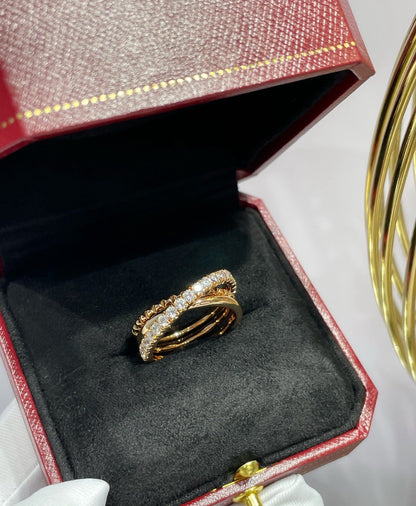 [Solara Jewelry] LOVE Dreifach-Ring mit Nieten und Akzentkristallen
