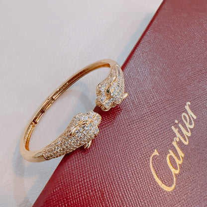 [Solara Jewelry ]CTダブルパンサーヘッドクリスタルバングル