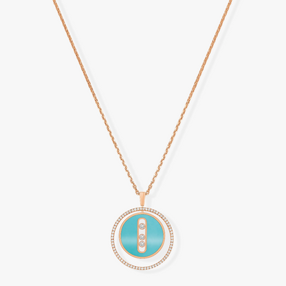 [Solara jewelry]ラッキー ムーブ スリーダイヤ ターコイズ ピンクゴールド ダイヤモンドネックレス