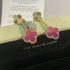 [Solara jewelry]NEW CLOVER 2 MOTIF PINK ENAMEL EARRINGS