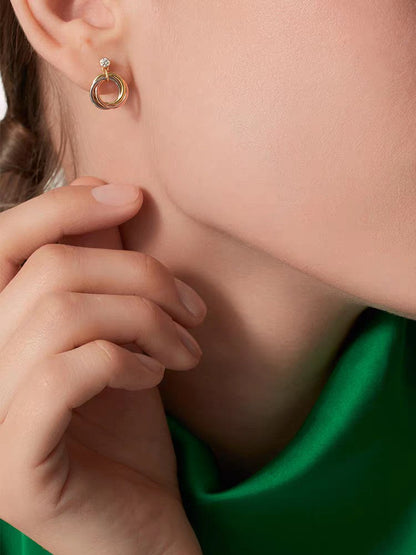 [Solara Jewelry ]Dreifarbige Pave-Diamantohrringe