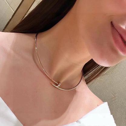 [Solara Jewelry ]New nail-set diamond choker Necklace