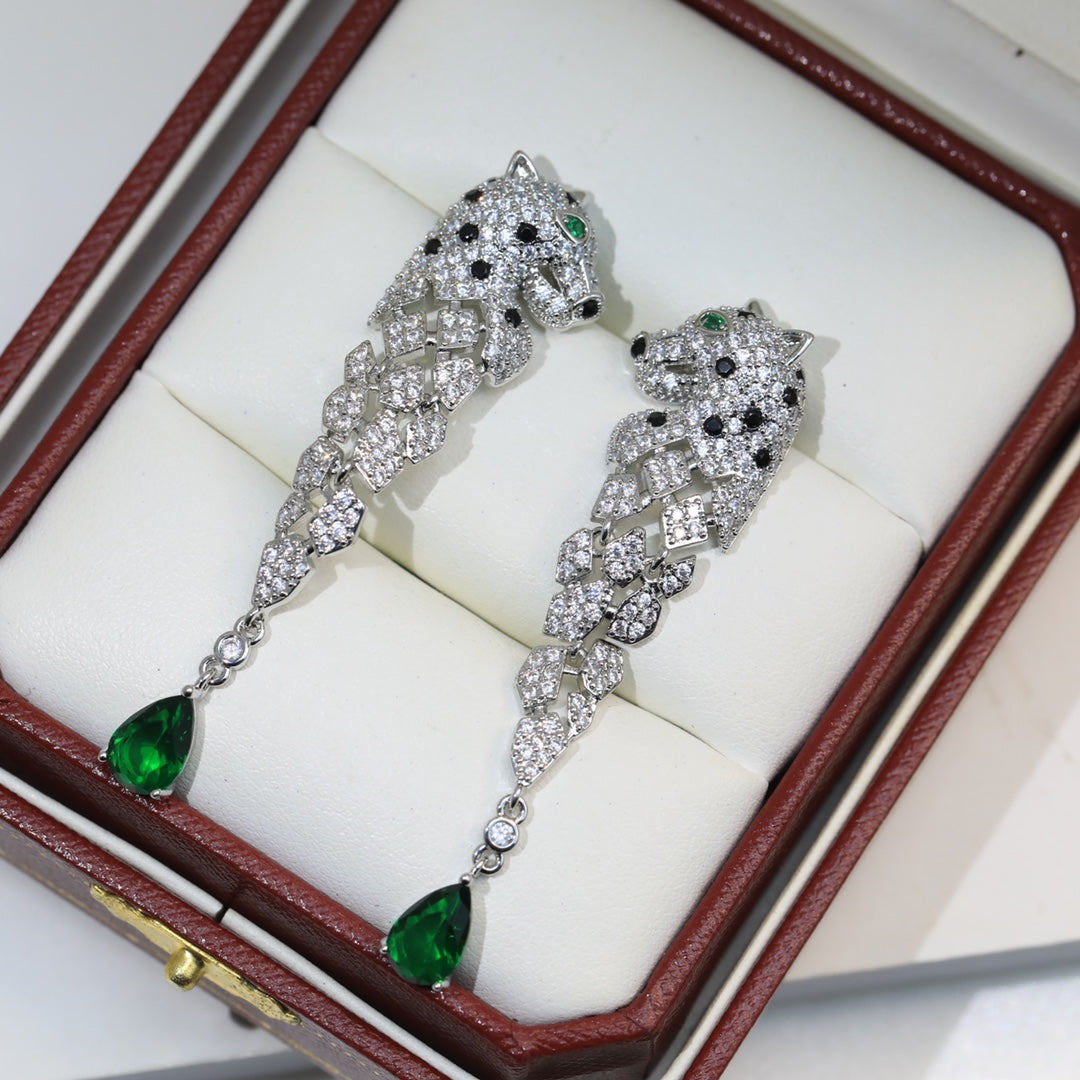 [Solara jewelry] Green Stone Drop Earrings