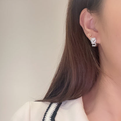 [Solara jewelry] Panther Head Stud Earrings