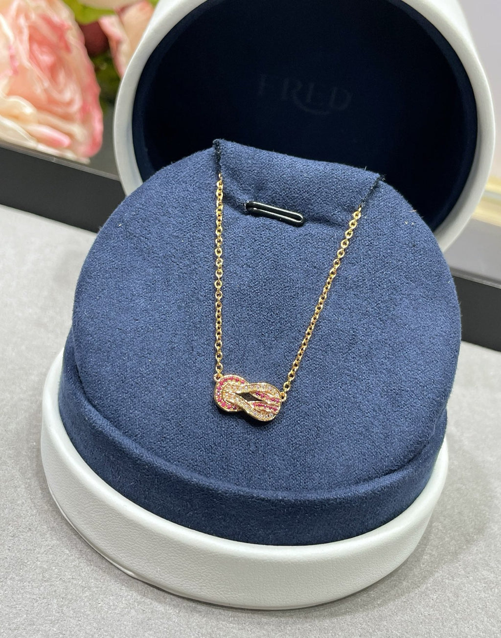 [Solara Jewelry ]Fred Pink Love Horsebit Necklace