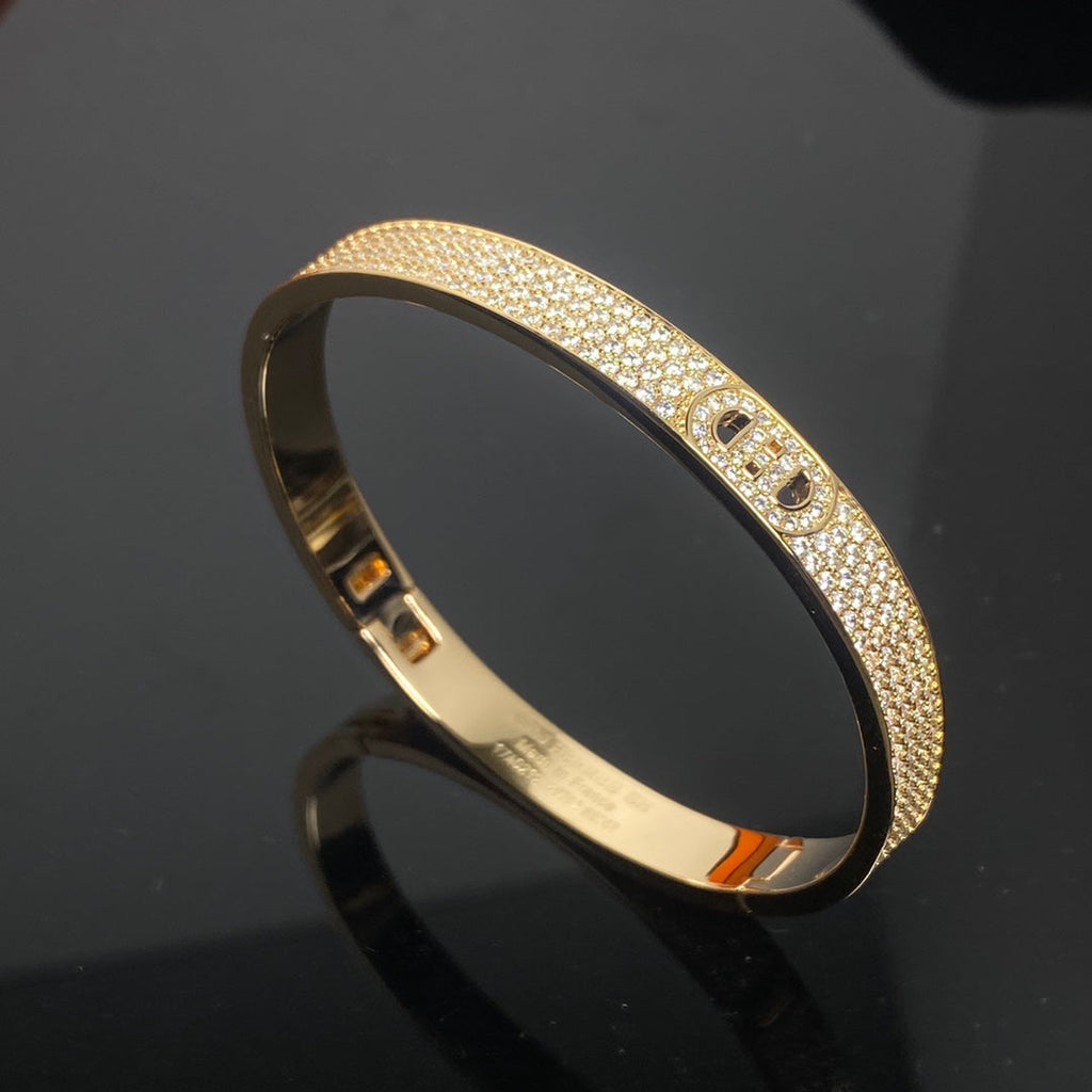 [Solara Jewelry] H-Doppelreif-Armband mit voll ausgefassten Diamanten