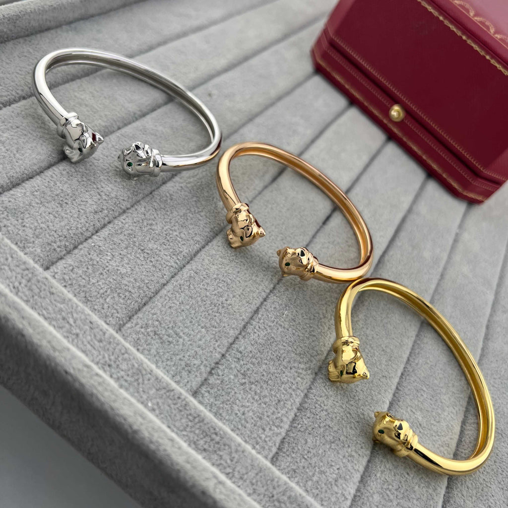 [Spira Jewelry]DOUBLE PANTHER HEAD OPEN BANGLE