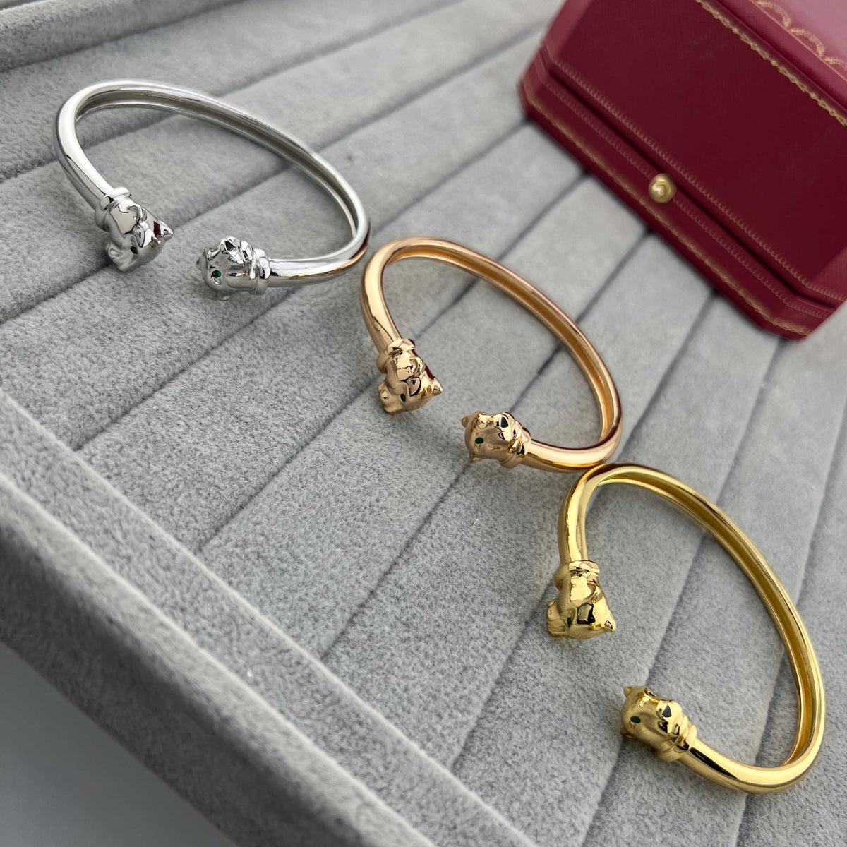 [Spira Jewelry]DOUBLE PANTHER HEAD OPEN BANGLE