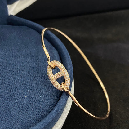 [Solara Jewelry ]H New Double Interlocking Hoop Pave Diamond Bracelet
