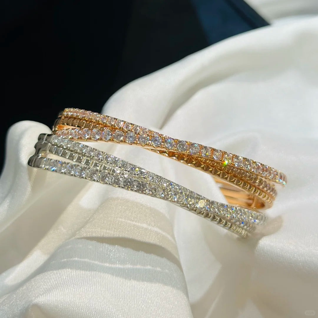 [Solara Jewelry] ダイヤモンドアクセント付き CTリベットデザイン スリーローカフ
