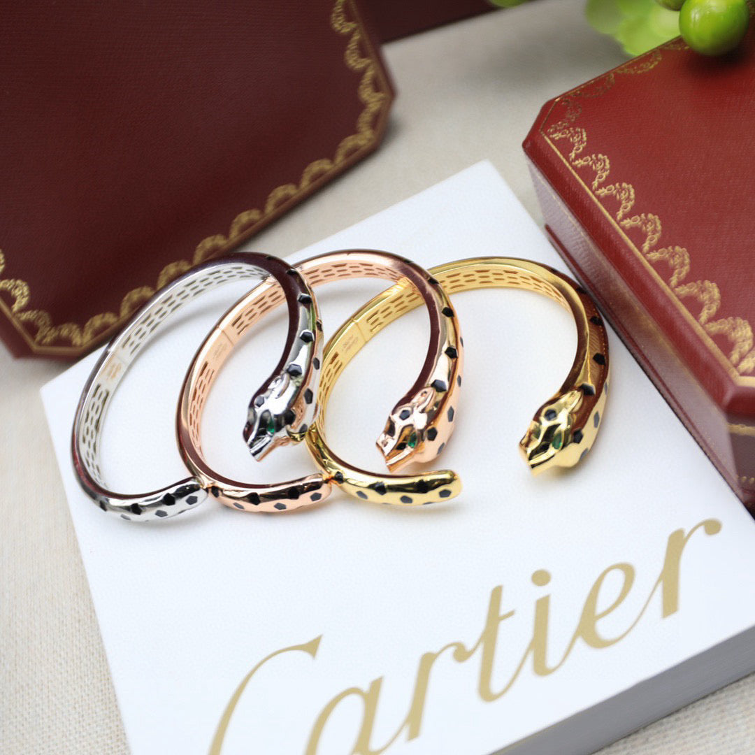 [Spira Jewelry]PAVE SPOTTED PANTHER HEAD BANGLE