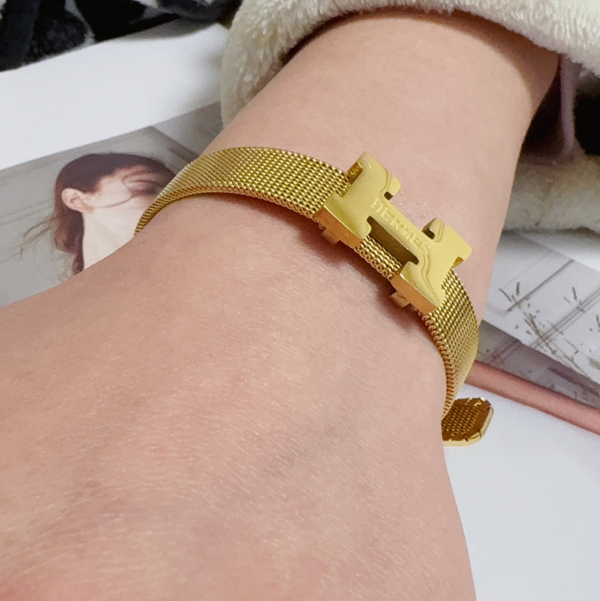 [Solara Jewelry ]H ゴールドトーンウォッチバンドブレスレットチェーン