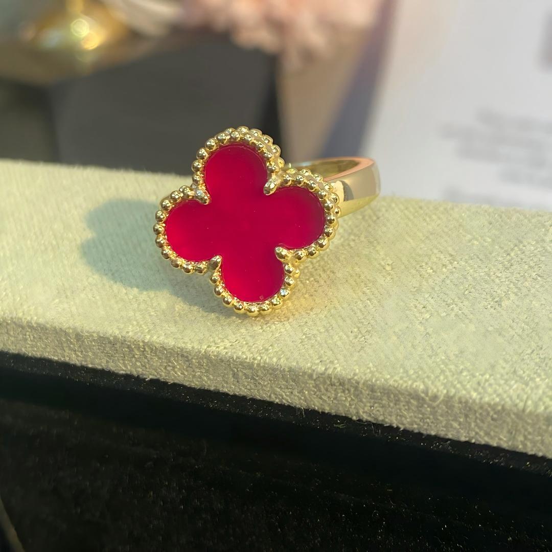 [Solara jewelry]NEW CLOVER PINK ENAMEL RINGS