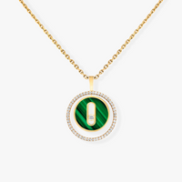 [Solara jewelry]LUCKY MOVE 1 DIAMOND MALACHITE GOLD DIAMOND NECKLACE