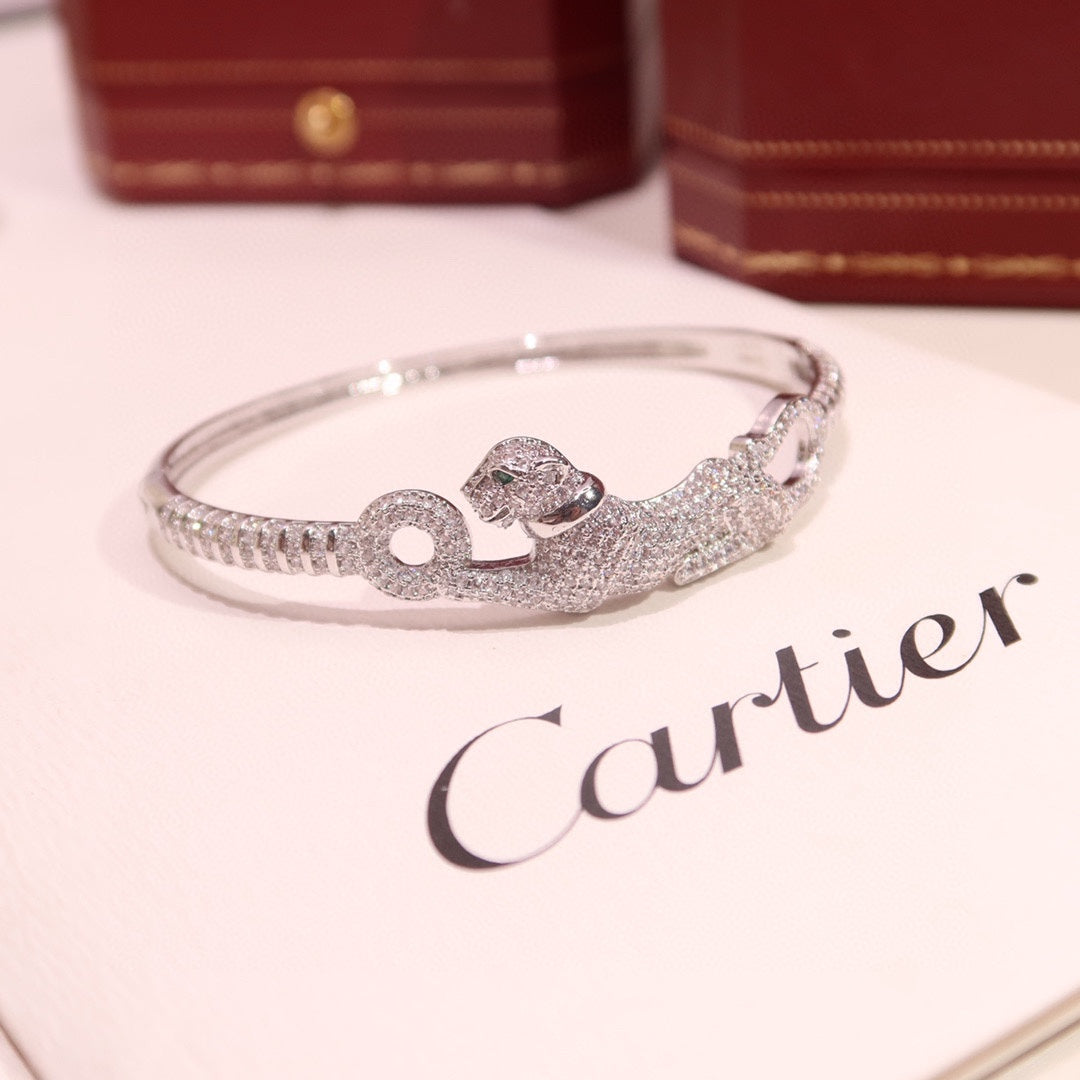 [Spira Jewelry]PAVE DOUBLE PANTHER HEAD BANGLE