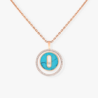 [Solara jewelry]LUCKY MOVE 1 DIAMOND TURQUOISE PINK GOLD DIAMOND NECKLACE