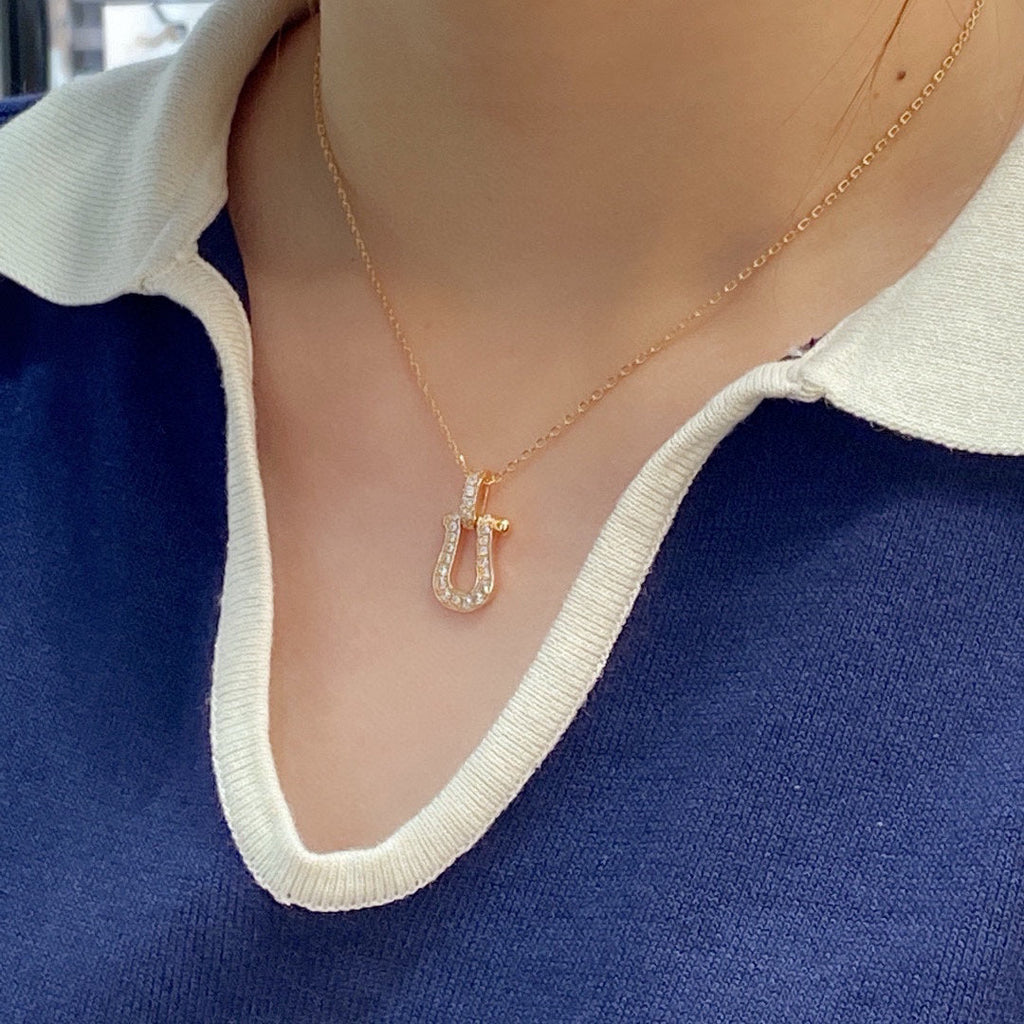[Solara Jewelry ]FORCE New Full-Pavé Pulled Ring Necklace