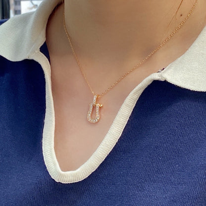 [Solara Jewelry ]FORCE Neue Full-Pavé Pulled Ring Halskette
