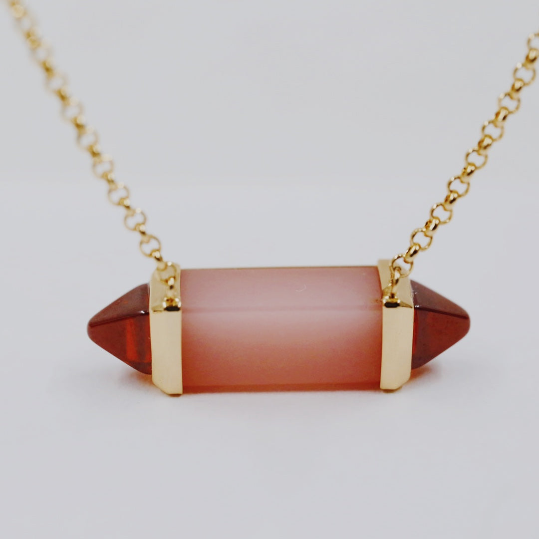 [Solara jewelry]Color Stone Bar Pendant Necklace image 6
