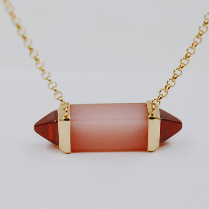 [Solara jewelry]Color Stone Bar Pendant Necklace image 6