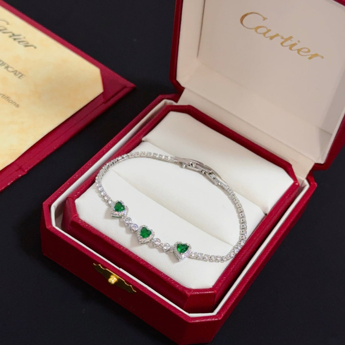 [Solara Jewelry ]CT エクスクイジット パヴェダイヤモンドブレスレット-エメラルド