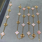 [Solara Jewelry ]CLOVER 20 MOTIFS LASER PINK MOP NECKLACE