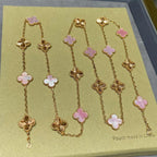 [Solara Jewelry ]CLOVER 20 MOTIFS LASER PINK MOP NECKLACE