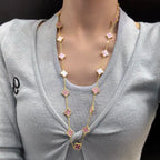 [Solara Jewelry ]クローバー 20モチーフ ピンクMOP ネックレス