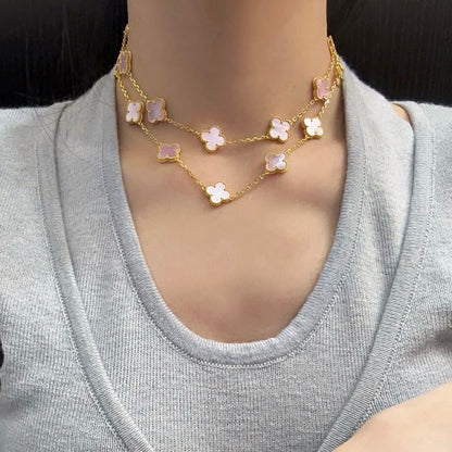 [Solara Jewelry] KLEEBRAUM 20 MOTIVE ROSA PERLMUTT-HALSKETTE