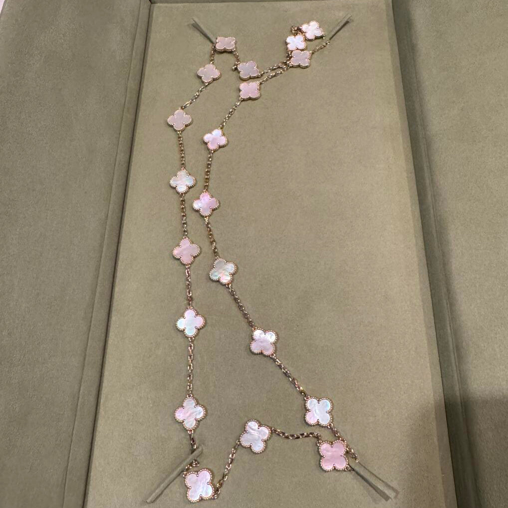 [Solara Jewelry ]クローバー 20モチーフ ピンクMOP ネックレス