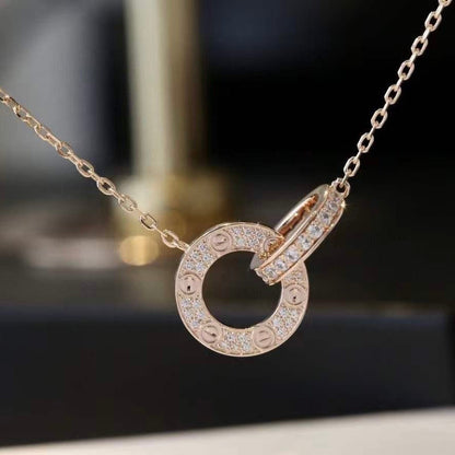 [Solara Jewelry ]LOVE 7,6MM HALSKETTE ROSÉGOLD UND SILBER VOLLBESETZT MIT DIAMANTEN