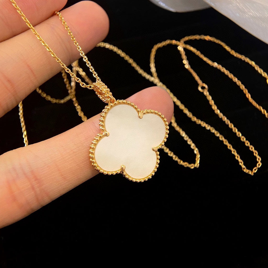 [Solara Jewelry] クローバー 25mm マザーオブパール ラージペンダントネックレス